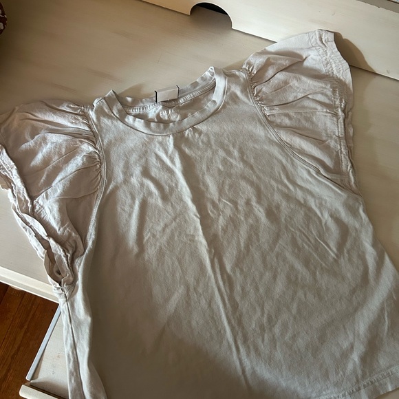White Ruffle Sleeve Top - Picture 1 of 3